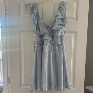 Vici Light Blue Ruffle Mini Dress